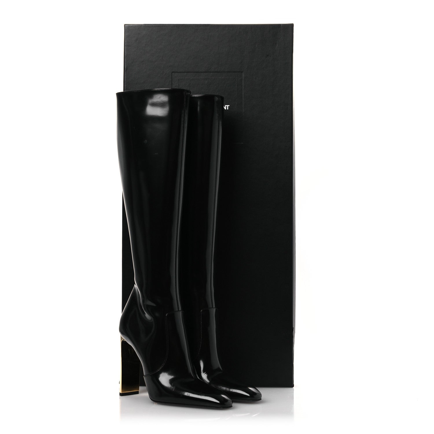 Saint Laurent Glazed Calfskin Auteuil 105mm Zip Boots 38 Black