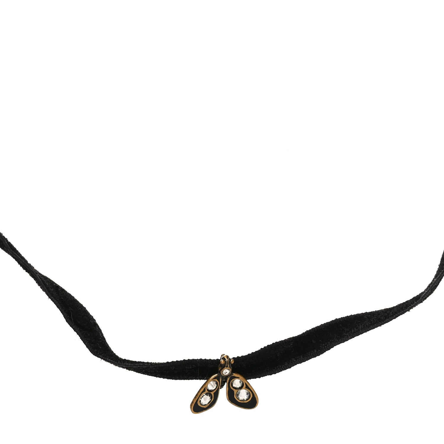 Christian Dior Velvet Ribbon Butterfly Choker Necklace Black