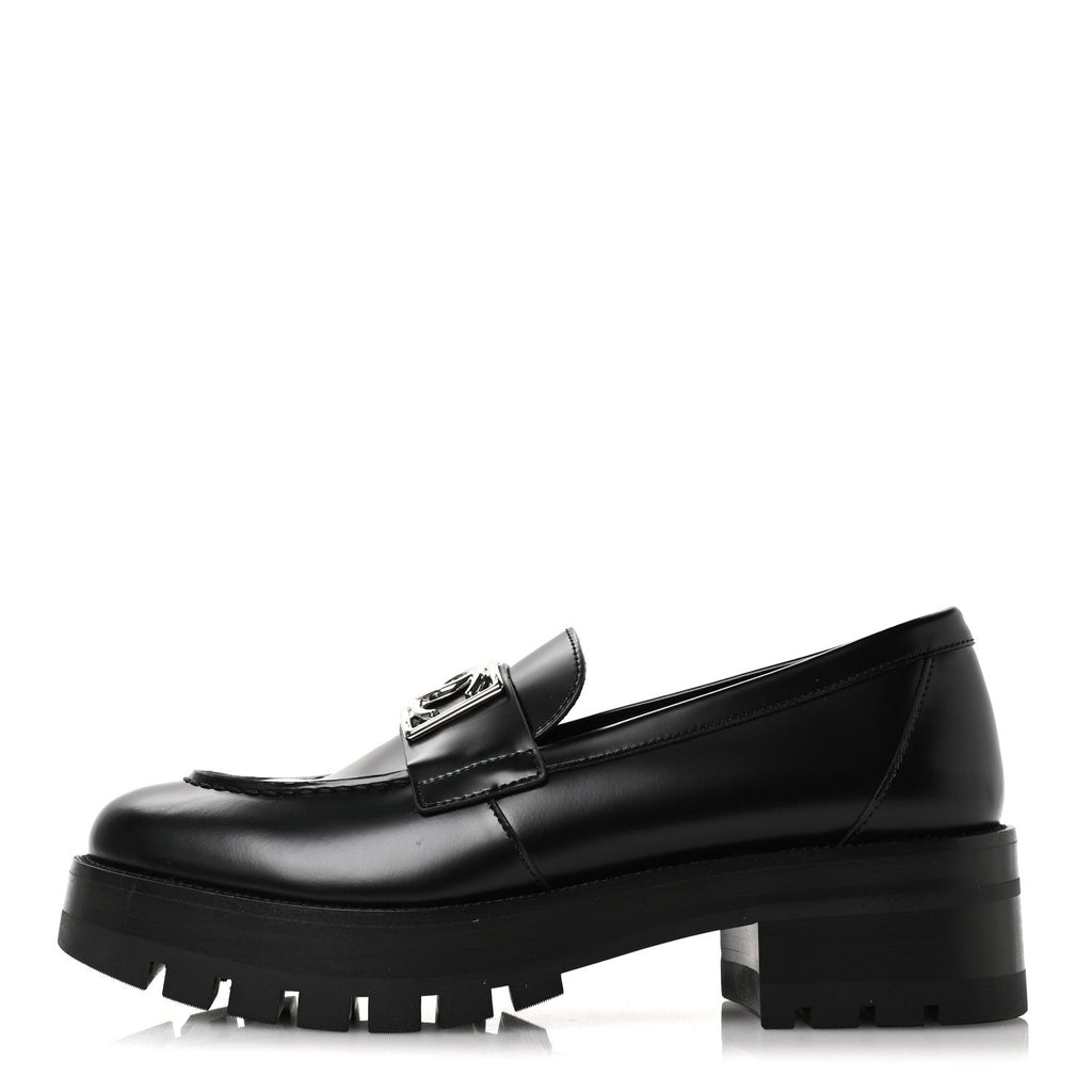 Chanel Calfskin Metal CC Loafers 40 Black