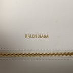 Balenciaga Calfskin Crocodile Embossed Small Hourglass Top Handle Bag White