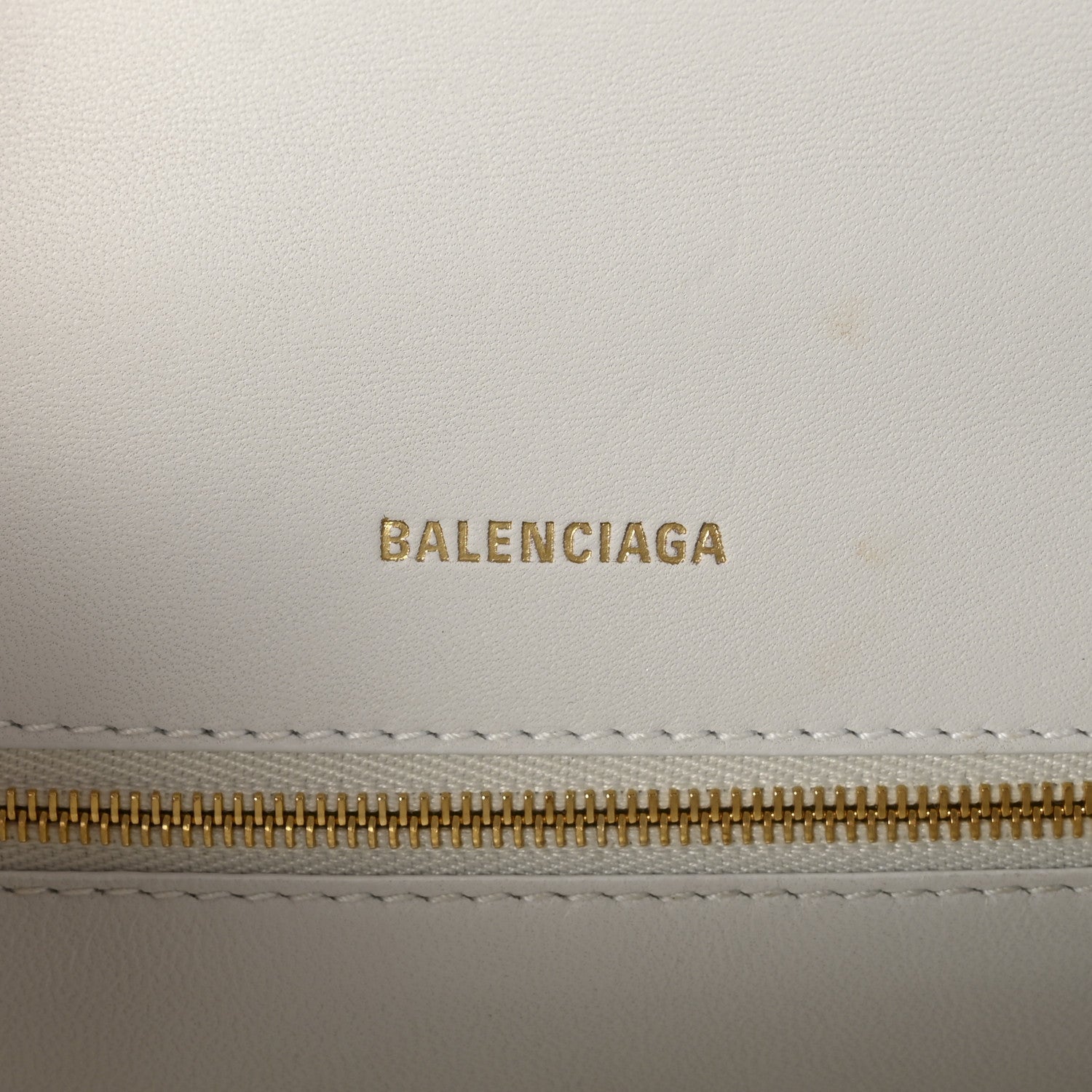Balenciaga Calfskin Crocodile Embossed Small Hourglass Top Handle Bag White