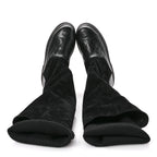 Chanel Suede Lambskin Calfskin Knit Womens High Boots 37 Black