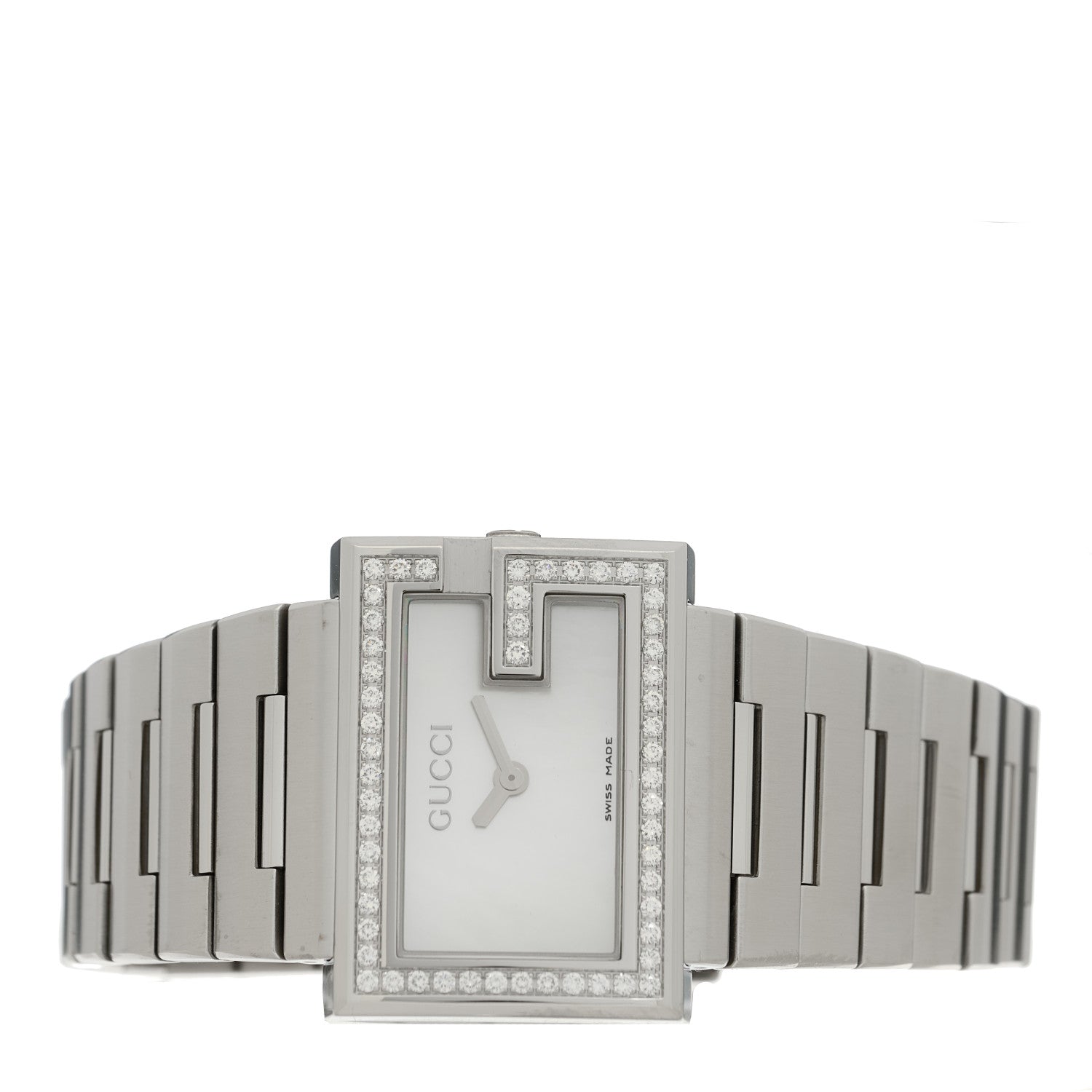 Gucci Stainless Steel Diamond Bezel Mother of Pearl 31mm 100L Quartz Watch