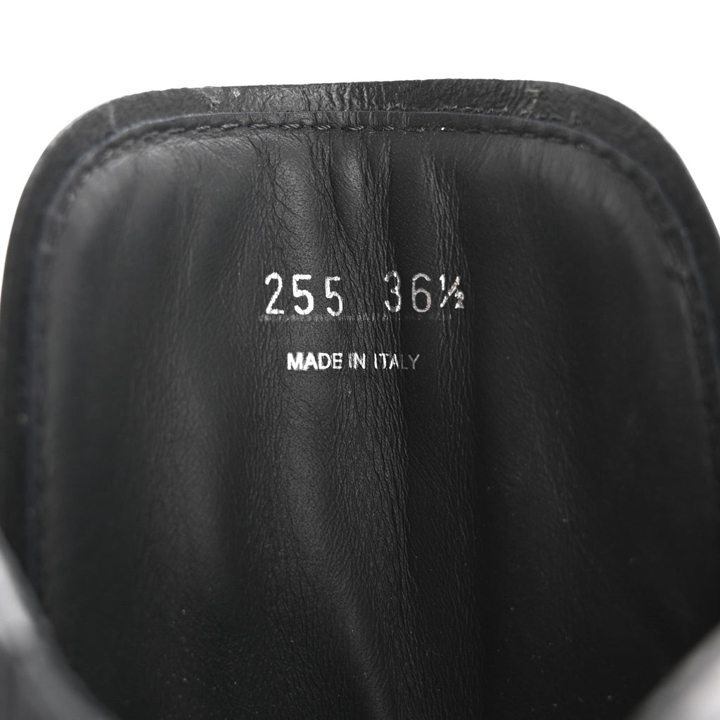 Prada Spazzolato Rois Nylon Metal Triangle Logo Monolith Pouch Pocket 55mm Boots 36.5 Black