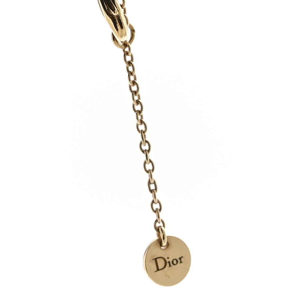 Christian Dior Crystal Pearl CD Shiny-D Tribal Long Necklace Gold