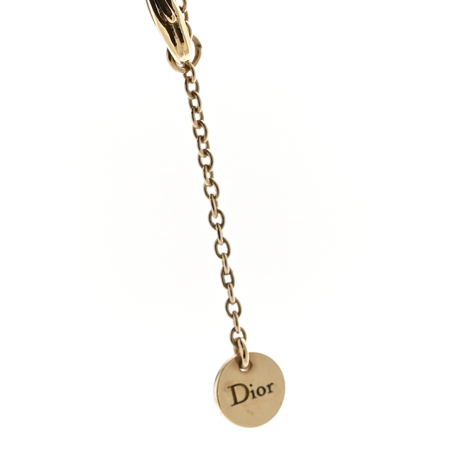 Christian Dior Crystal Pearl CD Shiny-D Tribal Long Necklace Gold