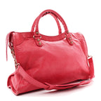 Balenciaga Agneau Giant 12 Rose Gold Hardware City Rouge Coquelicot