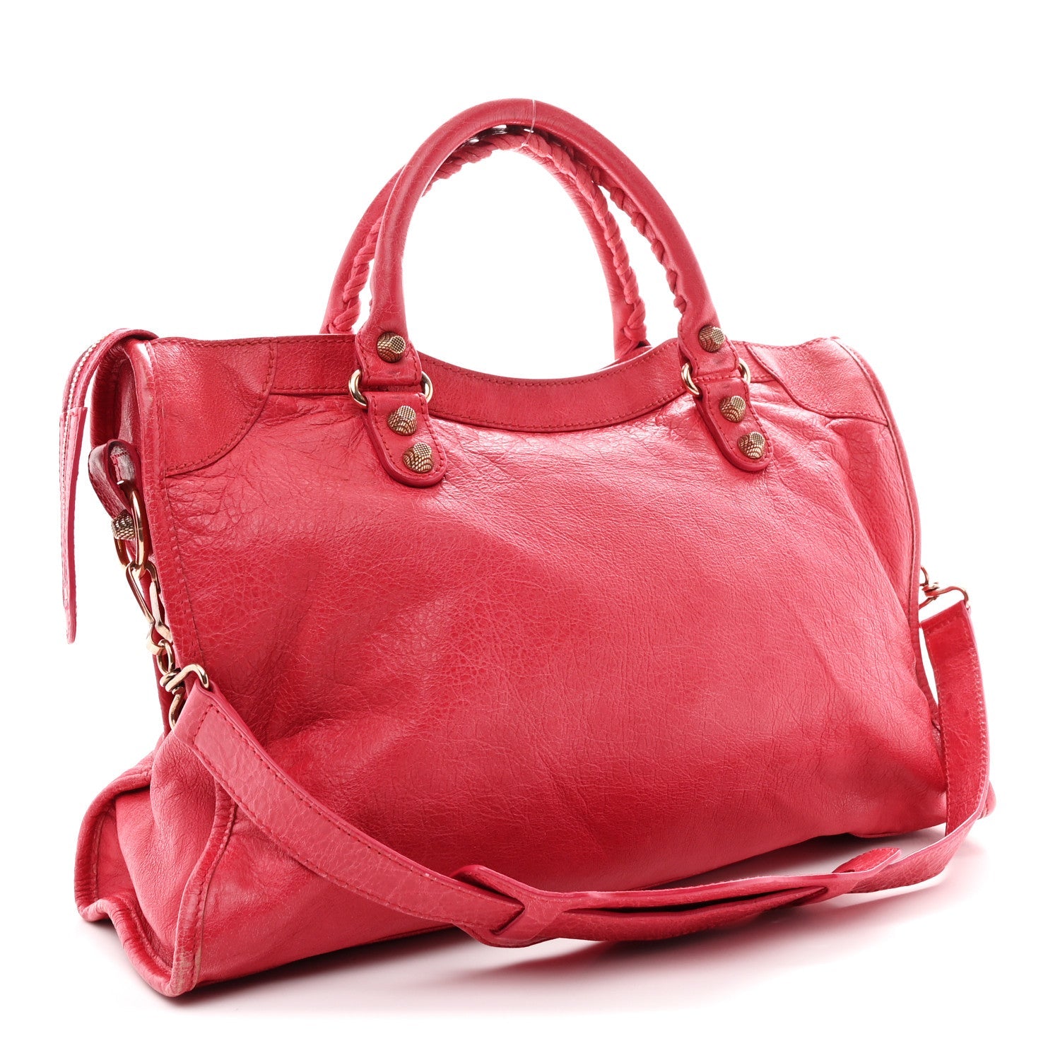 Balenciaga Agneau Giant 12 Rose Gold Hardware City Rouge Coquelicot