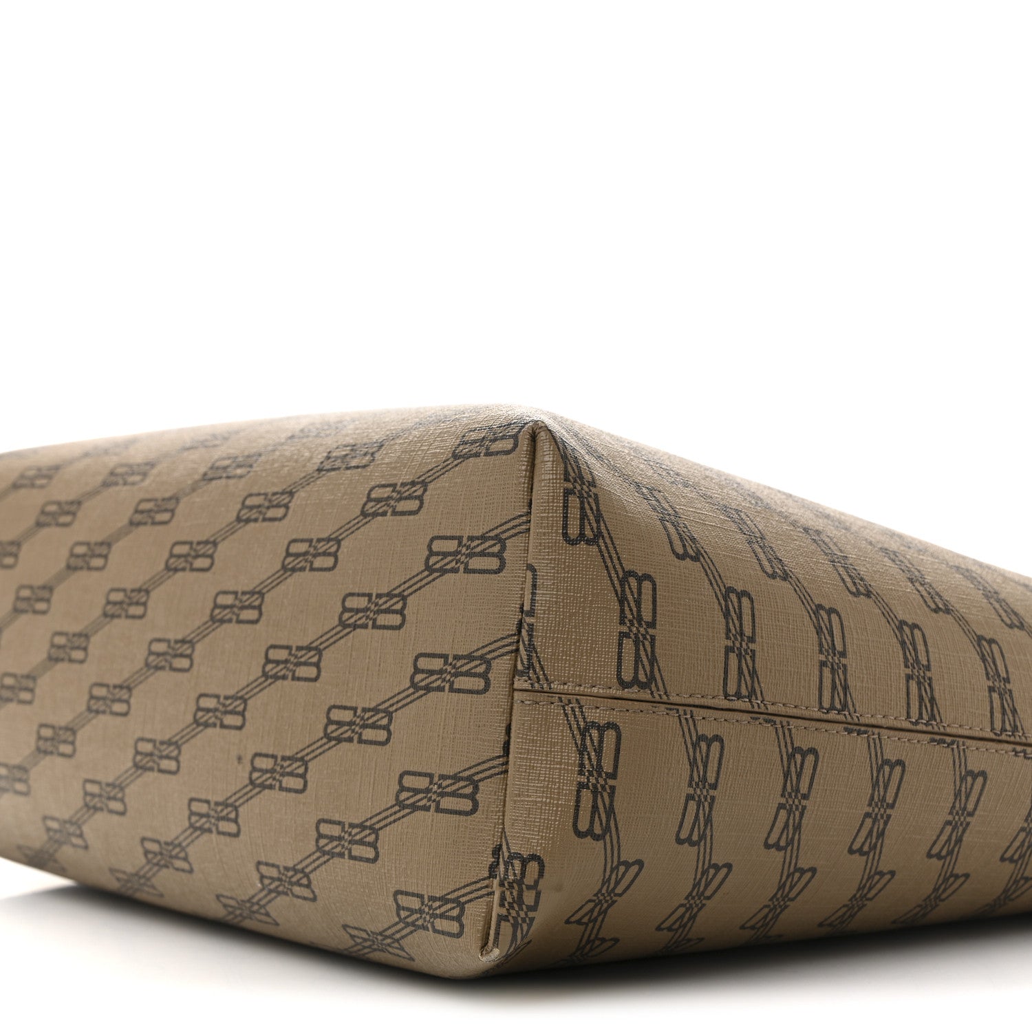 Balenciaga Coated Canvas BB Monogram Medium Signature East West Shopper Bag Beige Brown