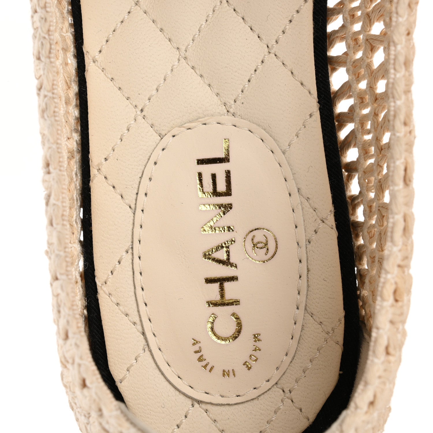 Chanel Knit Grosgrain Cap Toe CC Moccasin Loafers 35.5 Ivory Black