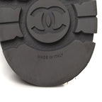 Chanel Grained Calfskin Shiny Calfskin CC Lace Up Combat Boots 41 Gray Black