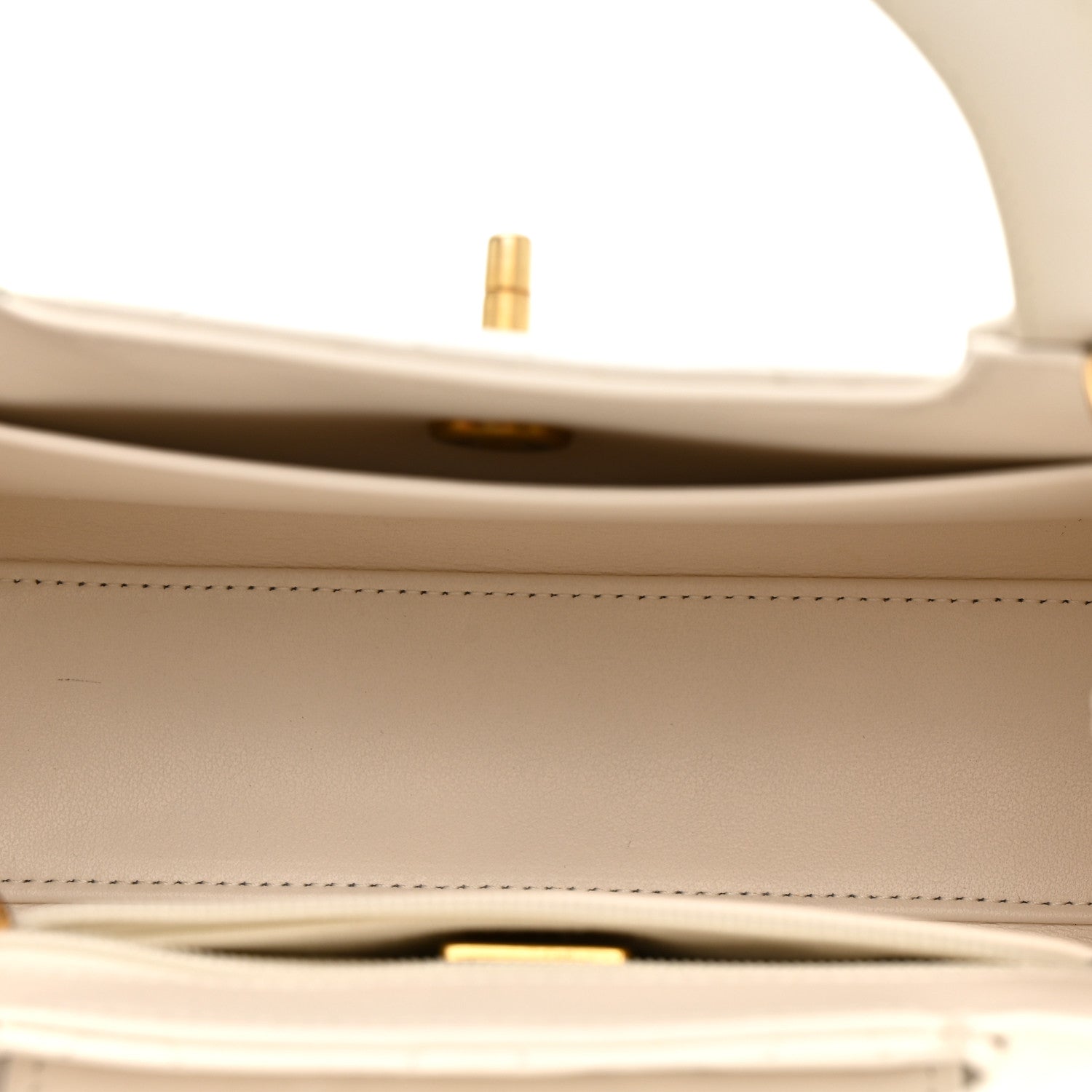 Chanel Shiny Aged Calfskin Quilted Nano Kelly Shopper White