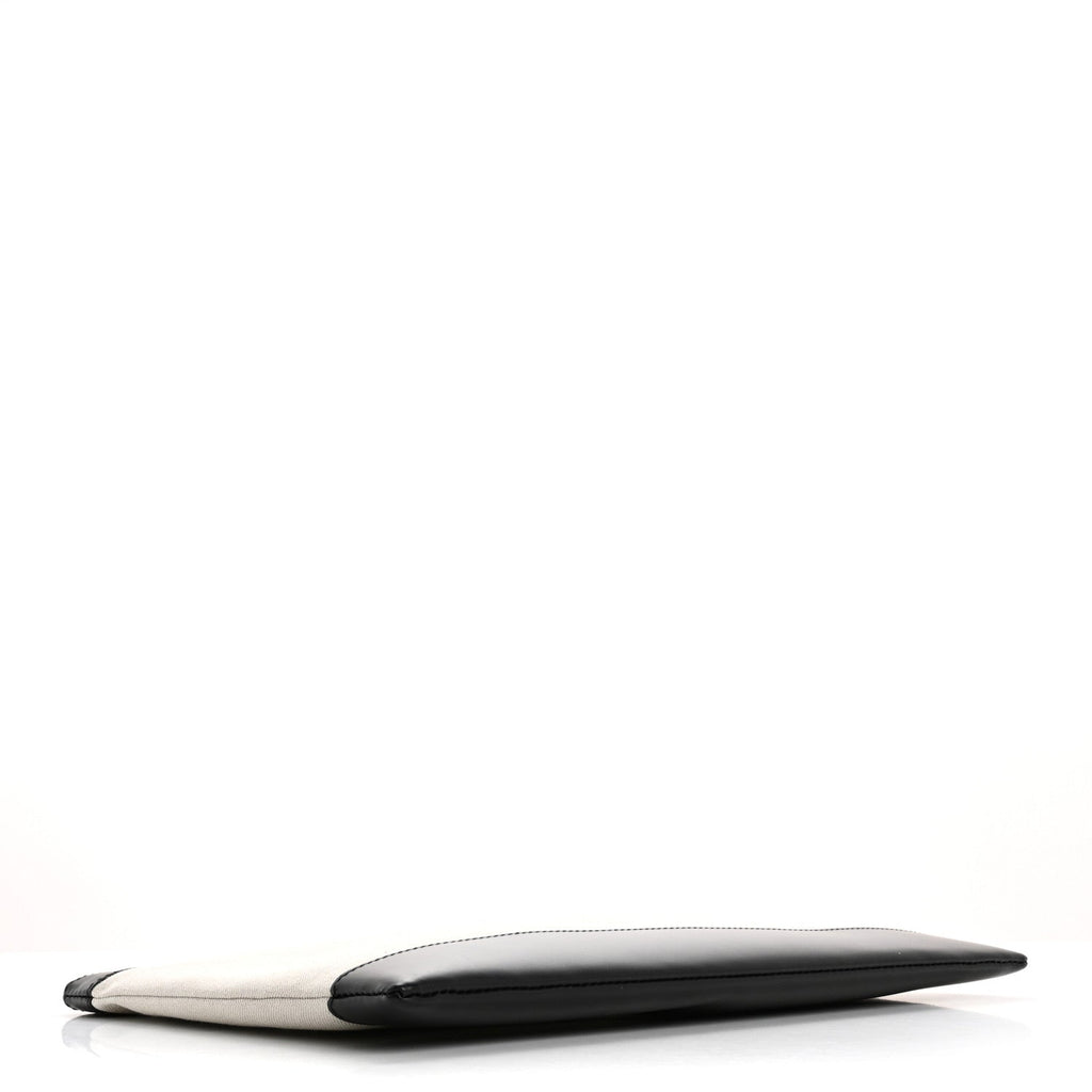 Balenciaga Calfskin Cotton Canvas Logo Clutch Black