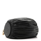 Loewe Lambskin Pleated Bracelet Pouch Shoulder Bag Black