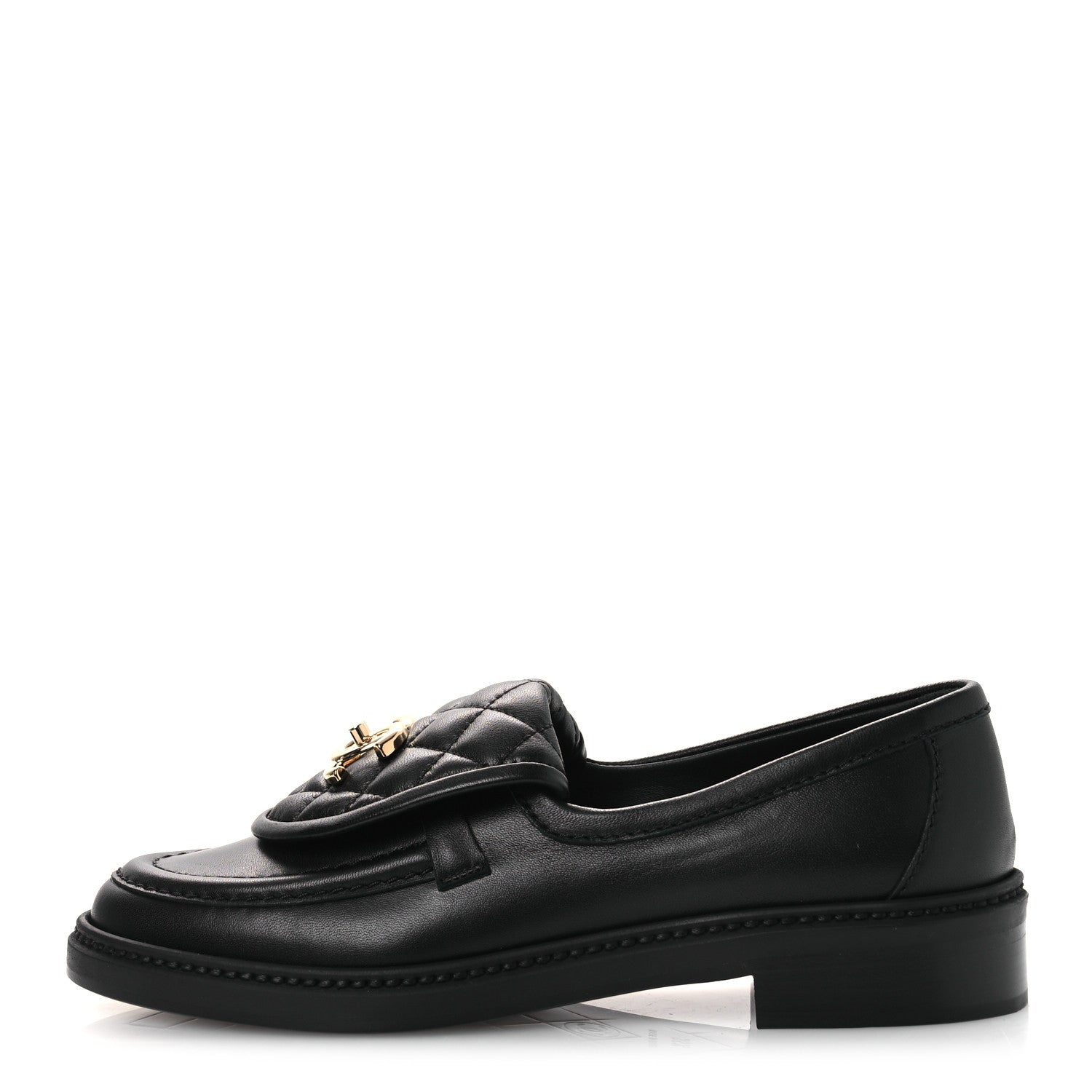 Chanel Lambskin Quilted CC Turnlock Loafers 36.5 Black