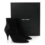 Saint Laurent Suede Studded Kiki 85 Zip Boot 37 Black