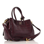 Balenciaga Calfskin Crocodile Embossed Mini Bel Air Carry All Bag Dark Burgundy