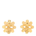 Chanel Metal Flower CC Clip On Earrings Gold