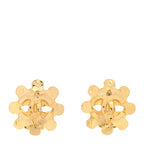 Chanel Metal Flower CC Clip On Earrings Gold