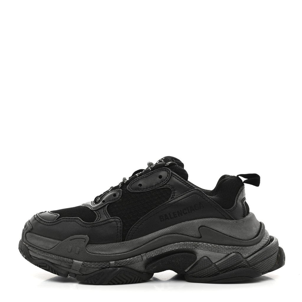Balenciaga Fabric Mesh Womens Triple S Sneakers 38 Black