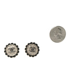 Chanel Metal Enamel CC Round Earrings Gold Black