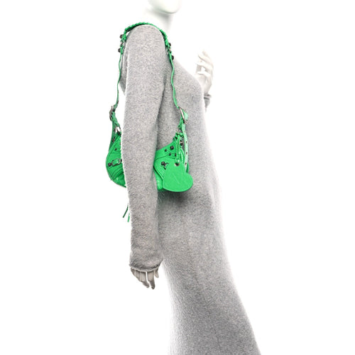 Balenciaga Agneau Arena Le Cagole Shoulder Bag XS Vivid Green