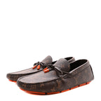 Louis Vuitton Monogram Macassar LV Driver Moccasin Loafers Orange