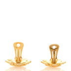 Chanel Metal Flower CC Clip On Earrings Gold