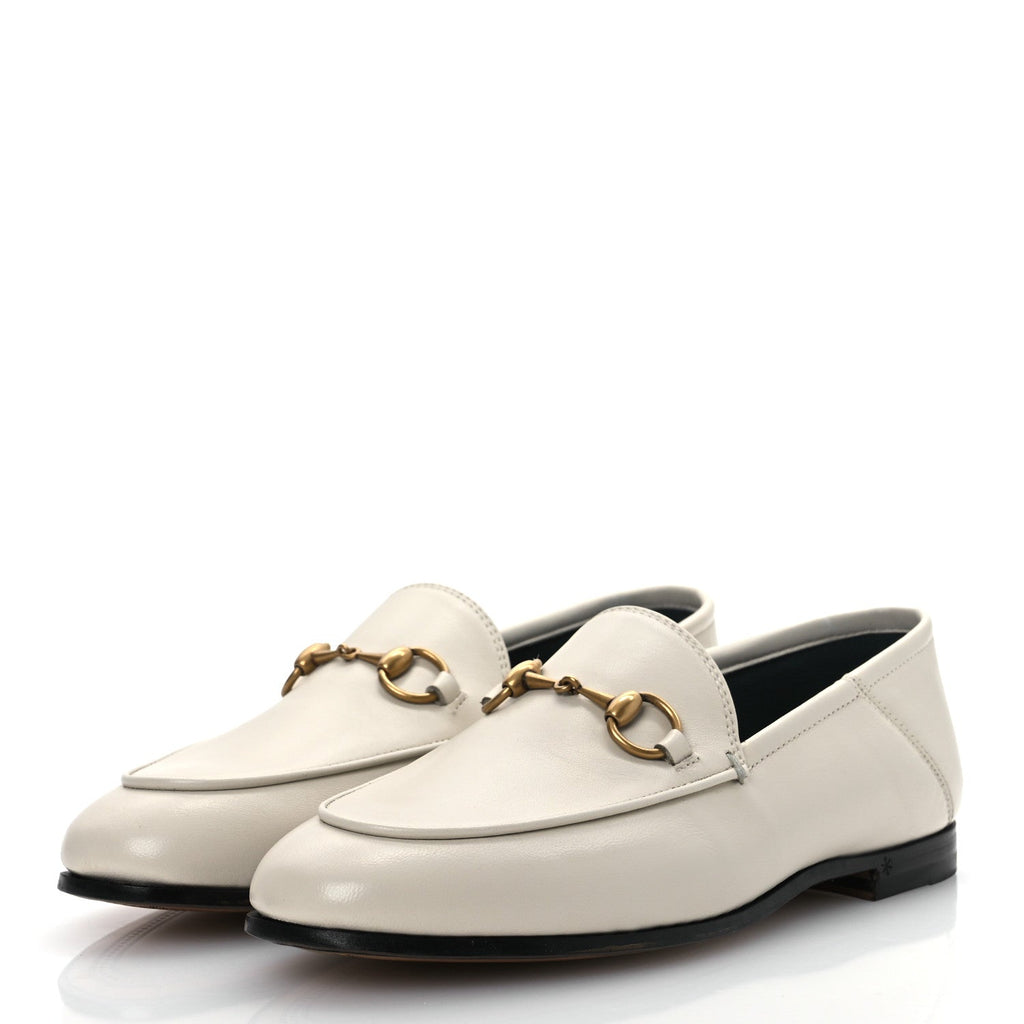 Gucci Calfskin Womens Jordaan Loafers 35.5 Mystic White
