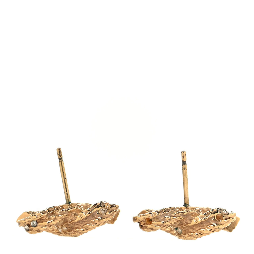 Chanel Crystal Twisted CC Earrings Gold