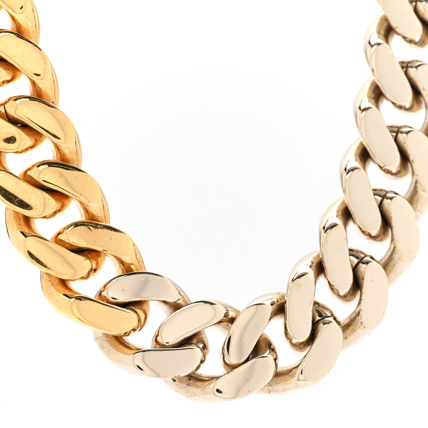 Saint Laurent Metal Curb Chain Necklace Gold Silver