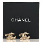 Chanel Crystal CC Earrings Light Gold