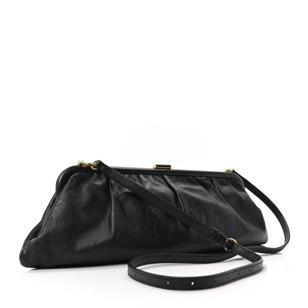 Balenciaga Grained Calfskin Logo XL Cloud Clutch Black