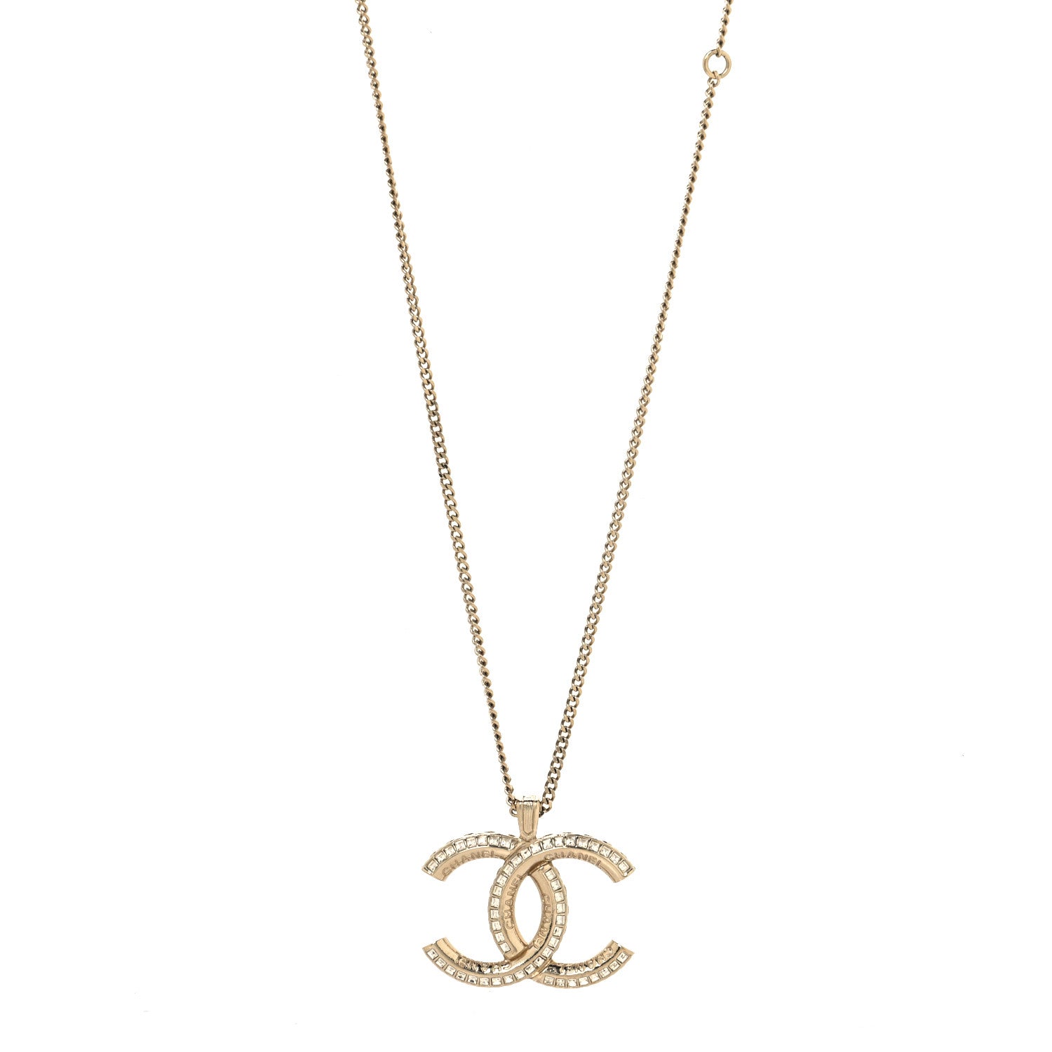 Chanel Metal Quilted CC Necklace Gold