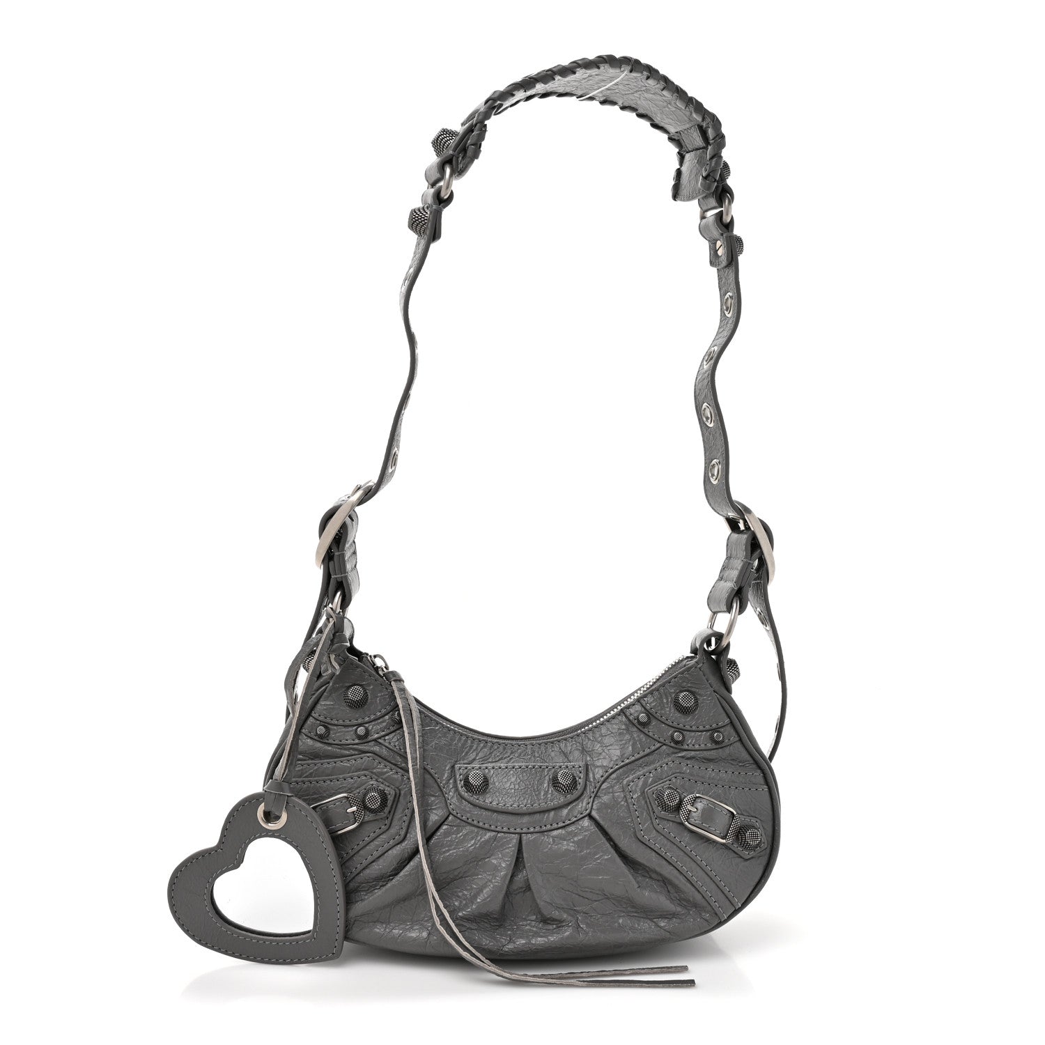 Balenciaga Agneau Arena Le Cagole Shoulder Bag XS Dark Grey
