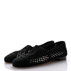 Chanel Knit Grosgrain Cap Toe CC Moccasin Loafers  36.5 Black