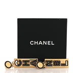Chanel Metal Enamel Cha-Nel Logo Drop Earrings Gold Black