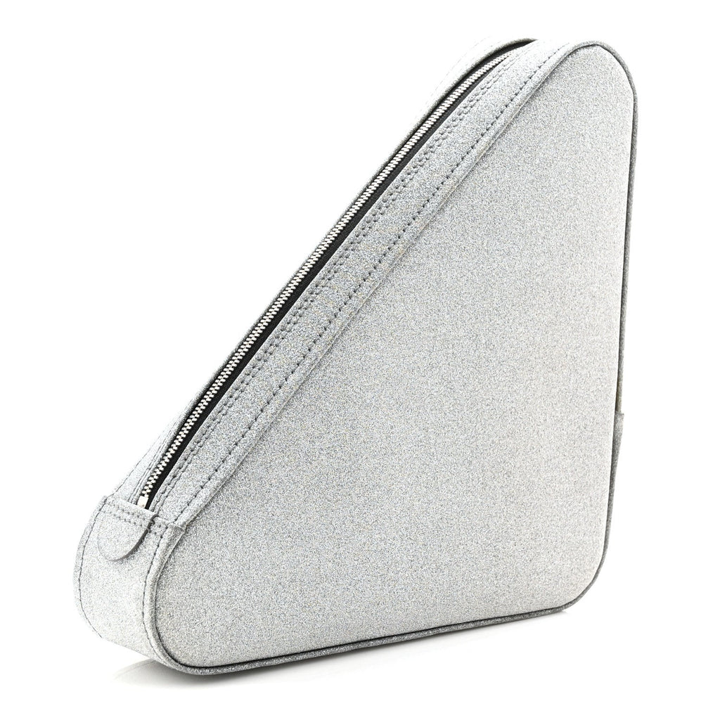 Balenciaga Glitter M Triangle Pouch Argent Black