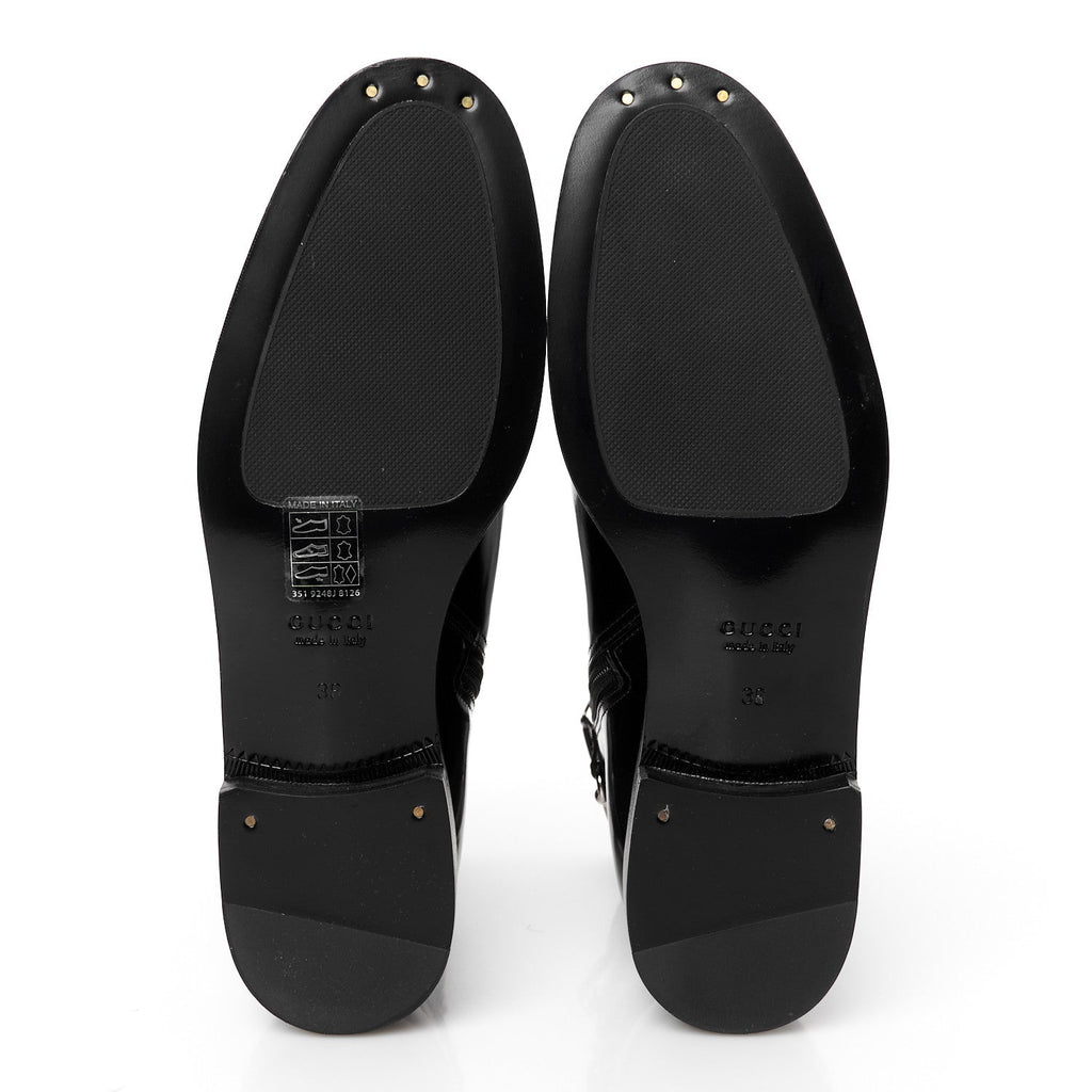 Gucci Brushed Calfskin Michelangelo Slim Horsebit Ankle Boots 36 Black