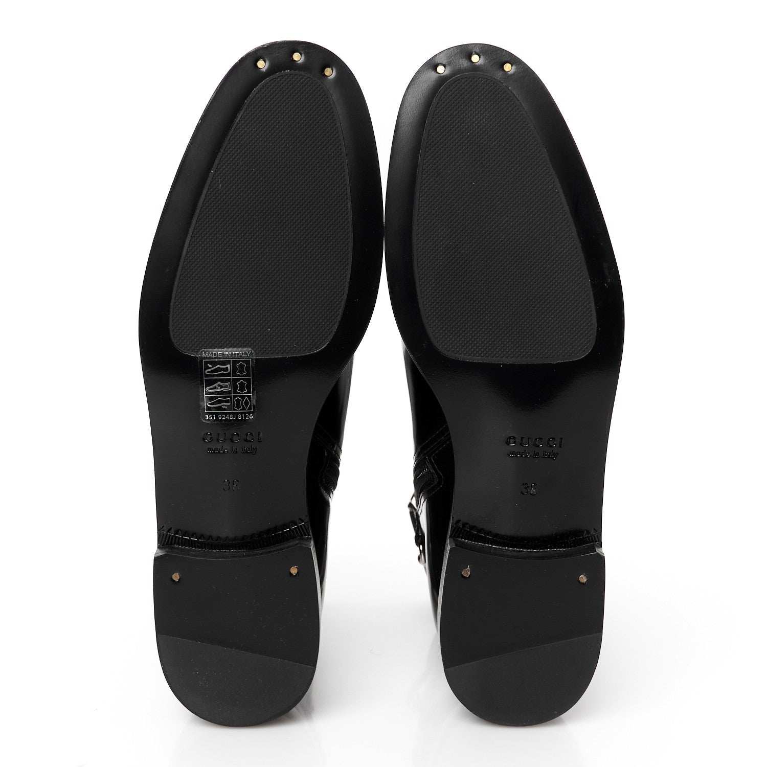 Gucci Brushed Calfskin Michelangelo Slim Horsebit Ankle Boots 36 Black