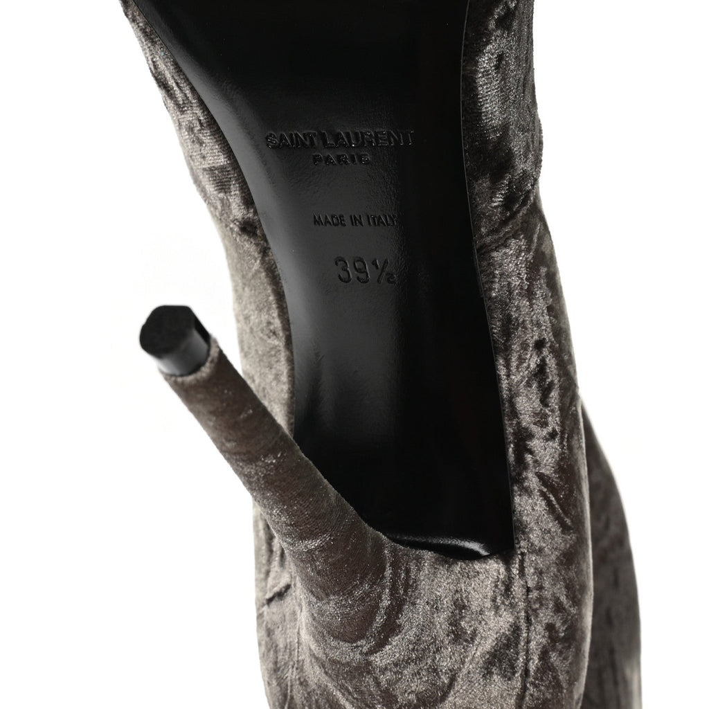 Saint Laurent Velvet Ella Knee High Boots 39.5 Bella Green