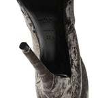 Saint Laurent Velvet Ella Knee High Boots 39.5 Bella Green