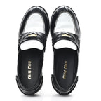 Miu Miu Spazzolato Penny Loafer 39 Black White