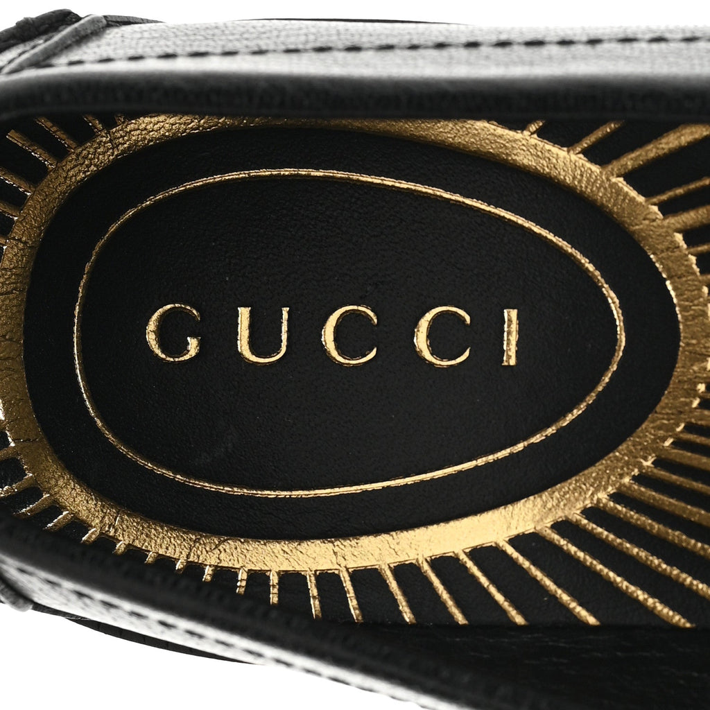 Gucci Goatskin Womens Logo 15mm Loafers 35 Black