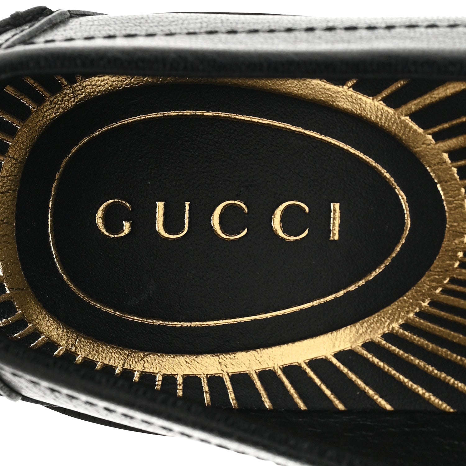 Gucci Goatskin Womens Logo 15mm Loafers 35 Black