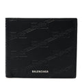 Balenciaga Calfskin BB Monogram Embossed Bi-Fold Wallet Black White