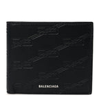 Balenciaga Calfskin BB Monogram Embossed Bi-Fold Wallet Black White