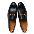Gucci Betis Glamour Calfskin Horsebit Mens Jordaan Loafers 9.5 Black