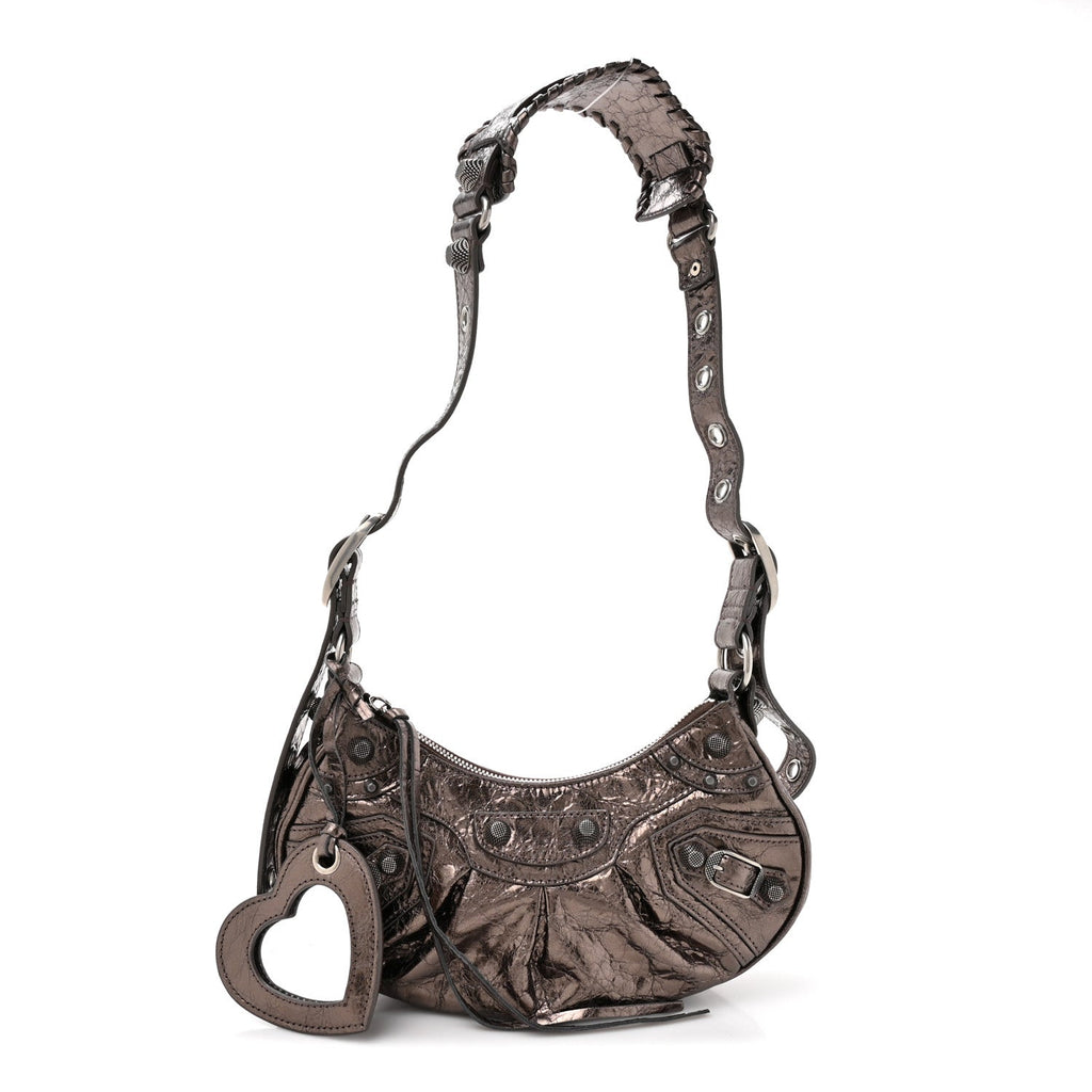 Balenciaga Metallic Agneau Arena Le Cagole Shoulder Bag XS Dark Bronze