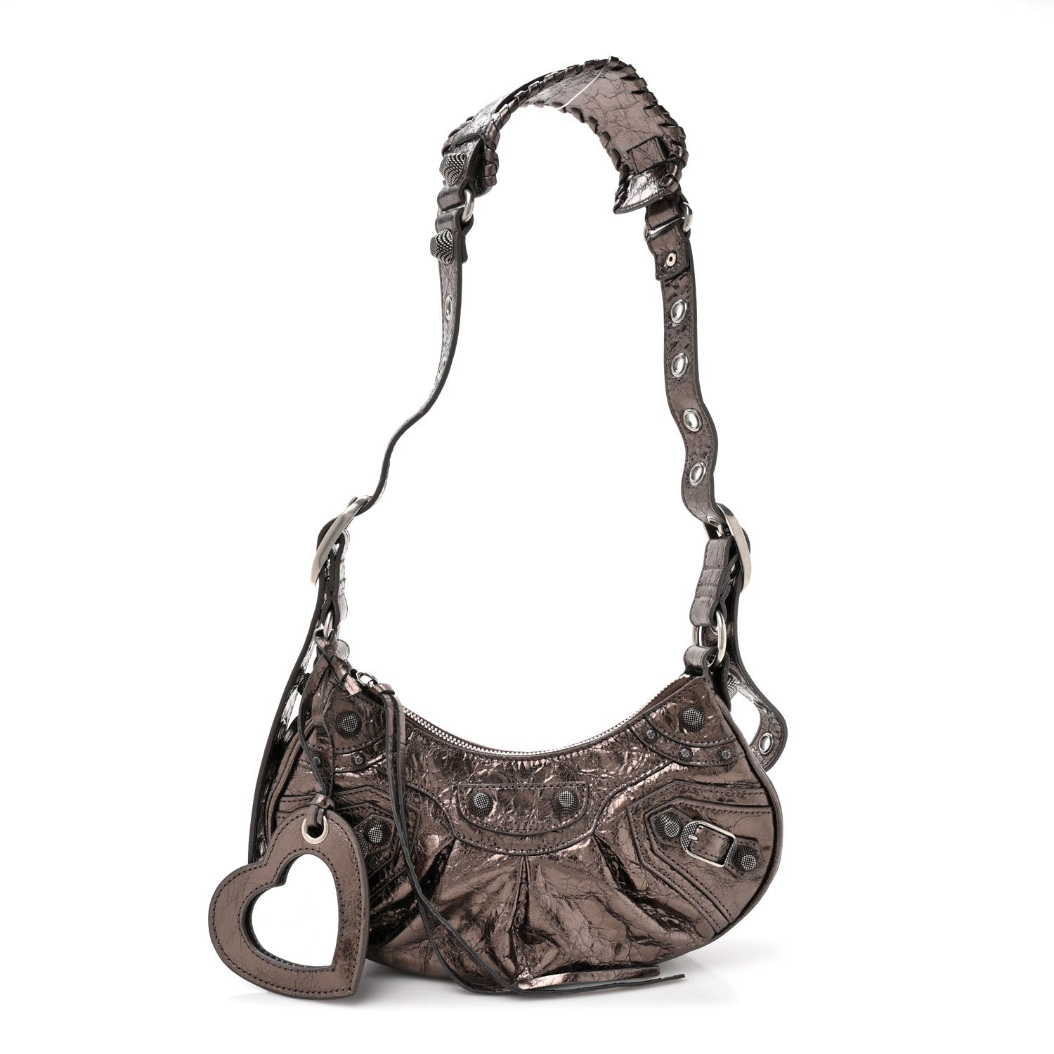 Balenciaga Metallic Agneau Arena Le Cagole Shoulder Bag XS Dark Bronze